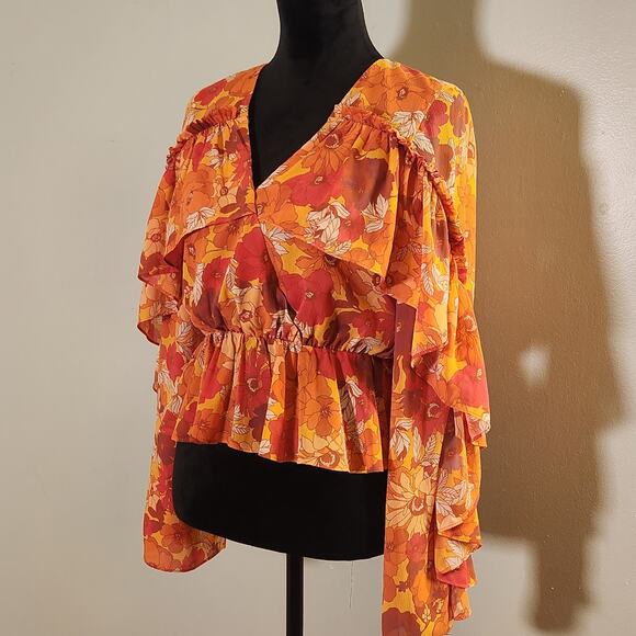 HOUSE OF HARLOW 1960 Makana Blouse in 70s Floral, Size Small - Picture 6 of 13